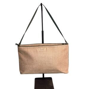 Kate Spade Italy Burlap & Green Leather Tote Bag - Rare Boutique Find